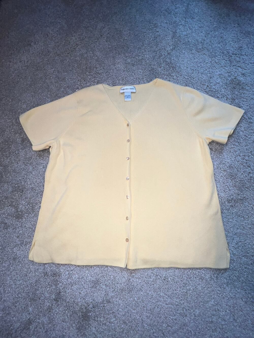 Butter Yellow Cotton Button Front Knit Cardigan Quiet Luxury Coastal Grandma 2X